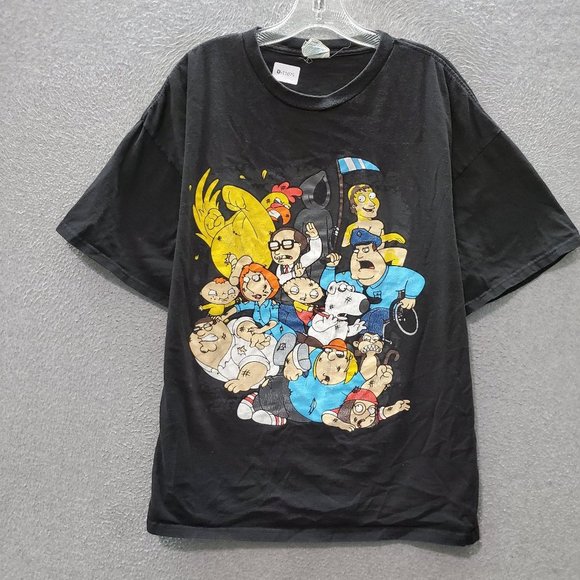 VINTAGE Family Guy Y2K Men T-Shirt 2XL Black Death‎ Peter Griffin Stewie Brian - Picture 1 of 9
